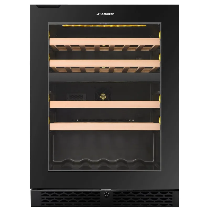 xpr w46dt Ελεύθερος/Εντοιχιζόμενος Διζωνικός Συντηρητής Κρασιών 39 Φιαλών Κάτω του Πάγκου | Μαύρη Πόρτα | small handle