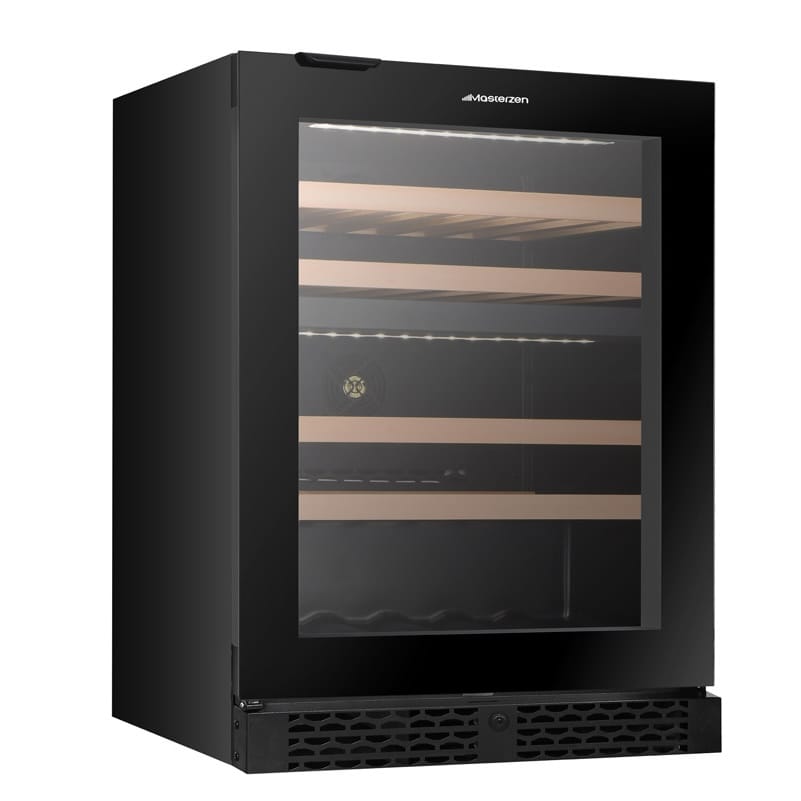 xpr w46dt Ελεύθερος/Εντοιχιζόμενος Διζωνικός Συντηρητής Κρασιών 39 Φιαλών Κάτω του Πάγκου | Μαύρη Πόρτα | small handle