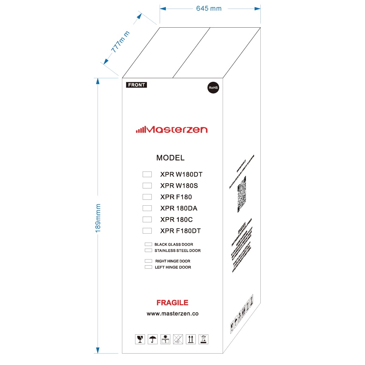 xpr w180dt Ελεύθερος / Εντοιχιζόμενος Διζωνικός Συντηρητής Κρασιών 154 Φιαλών | Μαύρη Πόρτα