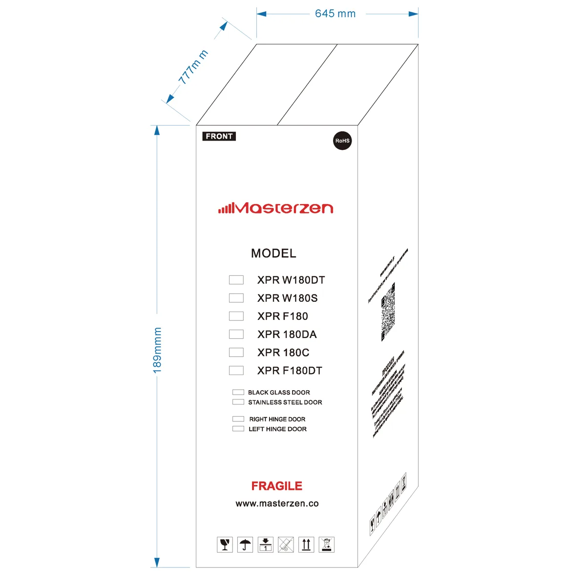 xpr w180dt Ελεύθερος / Εντοιχιζόμενος Διζωνικός Συντηρητής Κρασιών 154 Φιαλών | Μαύρη Πόρτα