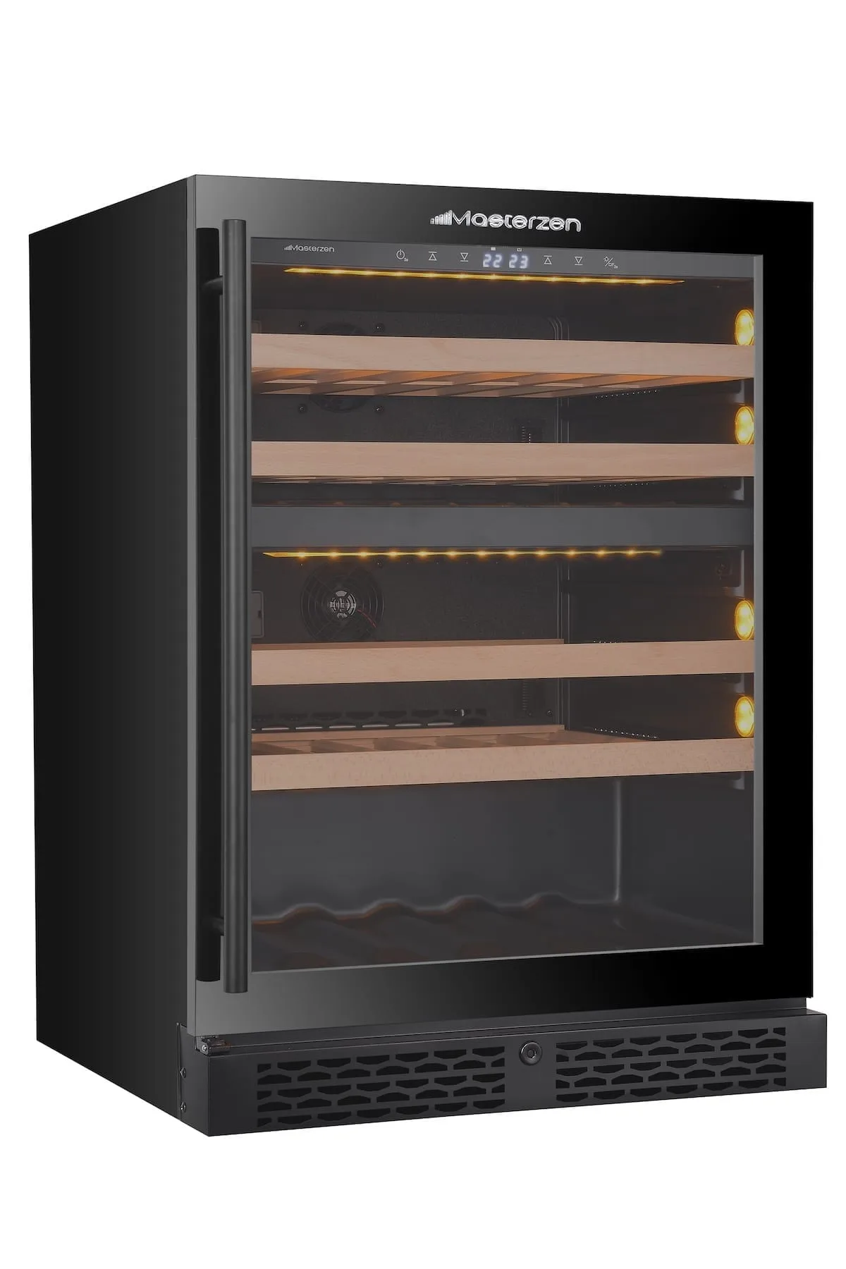 xpr w46dt Ελεύθερος/Εντοιχιζόμενος Διζωνικός Συντηρητής Κρασιών 39 Φιαλών Κάτω του Πάγκου | Μαύρη Πόρτα