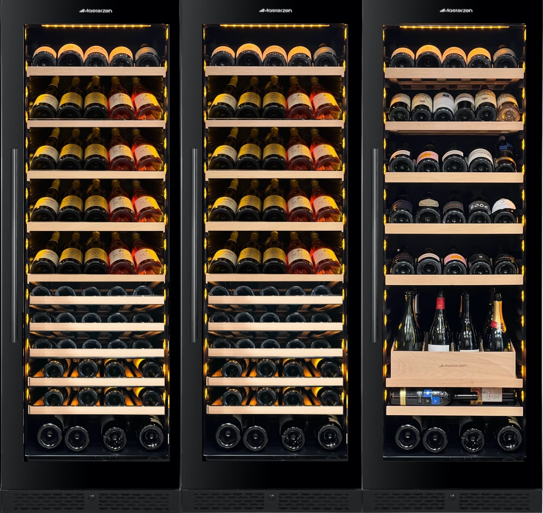 xpr w500 Ελεύθερος / Εντοιχιζόμενος Τριζωνικός Συντηρητής Κρασιών 489 φιαλών | Μαύρη Πόρτα