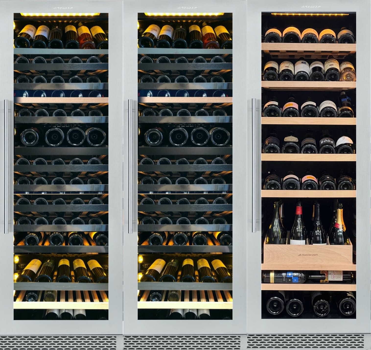 xpr w500 Ελεύθερος / Εντοιχιζόμενος Τριζωνικός Συντηρητής Κρασιών 489 φιαλών | inox Πόρτα